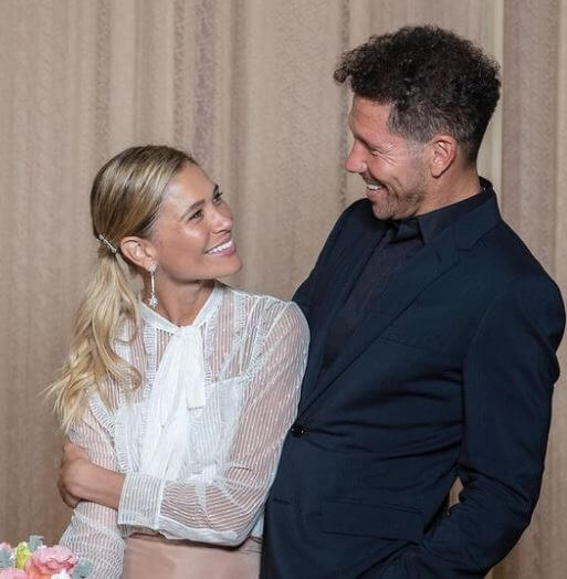 Carolina Baldini ex husband Diego Simeone with his bride Carla Pereyra on their wedding day.